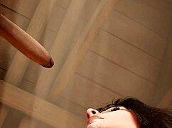 Watch the hot brunette sucking dick in the living room?