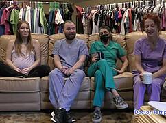 yo, Dr. Tampa checking Nova Maverick's body for yearly physical Covid test