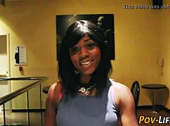 Black teen 18+ babe gives pov blowjob and handjob while masturbating in hd.