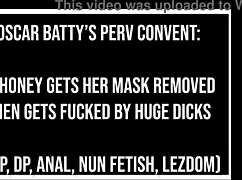 hey, watch this brazilian honey get unmasked by nuns and drilled by huge cocks!