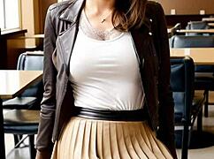 art lessons in leather skirt outdoors