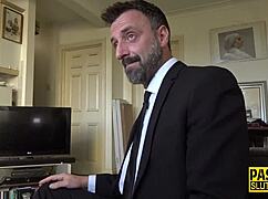 Dominated Sub Throats Male Dom with Small Tits