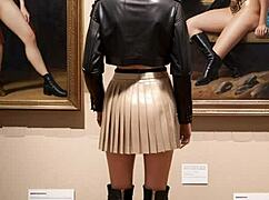 Art Lessons Turn Into Leather-Clad Outdoor Sex With Upskirt Tease