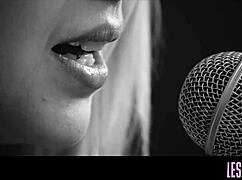 Tribbing lesbian eaten out by cute teen