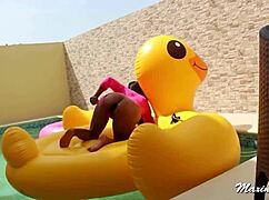 Maxine X enjoys poolside masturbation with BBC toy