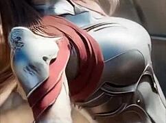 female warrior costume gets destroyed in the battle