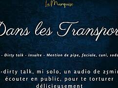 Hey, listen to this french tease with dirty talk in public while crossdressing and masturbating