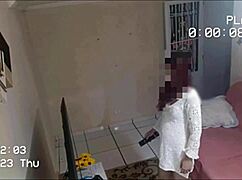 Redhead alone at home caught with creepy repairman on hidden cam