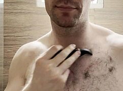 i trim my sweaty hairy armpits, chest, and arms after the gym for a photoshoot behind the scenes