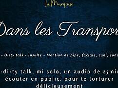 Hey, listen to this french tease with dirty talk in public while crossdressing and masturbating