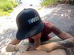 We ventured into nature for passionate sex by the lake shore.