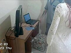 Redhead alone at home caught with creepy repairman on hidden cam