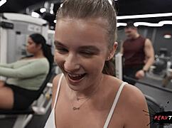 cheating teen caught sneaking sex in gym with big cock