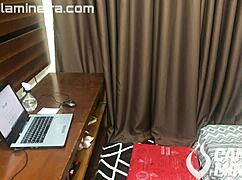 SECRETARY WATCHING PORN HAS ORGASM WHILE BOSS SPIES!