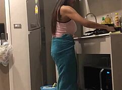 In thailand, this asian girl shows off her big boobs casually