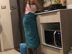 In thailand, this asian girl shows off her big boobs casually