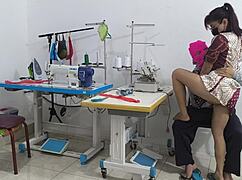 缝纫作坊激烈按摩闪现大屁股