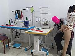 缝纫作坊激烈按摩闪现大屁股