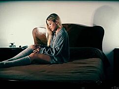 why is petite candice fingering her shaved pussy with a flower?