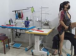 缝纫作坊激烈按摩闪现大屁股