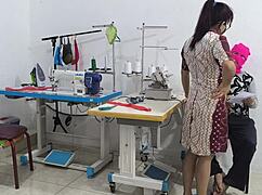 缝纫作坊激烈按摩闪现大屁股