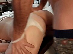 Amateur Slut In Satin Lingerie Gets Clothed Fuck With Dirty Talk And Spanking, Leading To Cumshot!