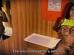 the stepmother feels aroused as her stepson watches secretly.