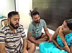 Indian friends bang their cute maid in hardcore desi threesome