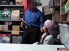 damn! teen shoplifter gets drilled hard on the officer's desk at work