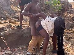 we hiked to mountain top for quick fuck