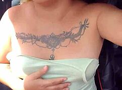 Horny Mexican Babe Flashes Her Tits And Panties In The Car On The Highway.