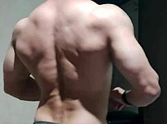 Strong muscular man invites you to subscribe