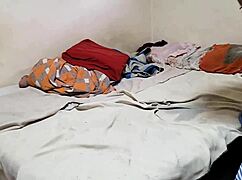 Madrasta squirts hard and gets facial after stepson catches her masturbating