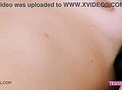 stunning brunette says, 'check out my perfect teen body on the sofa'