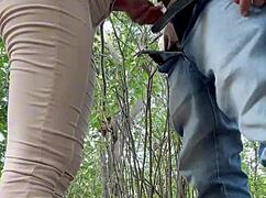 Weekend adventure with neighbor in woods