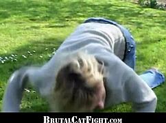 slutty blondes fight and suck cock