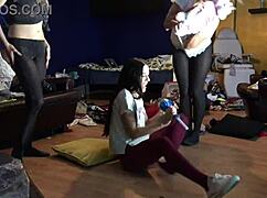 hot petite girls try on lingerie, turning it into a wild party