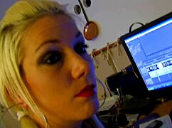 Fucking cheating slut wife in living room, cuckold husband watches