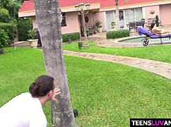 ever seen petite Kimber Woods take a huge cock for outdoor anal play?