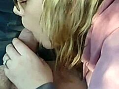 a cute teen picks up in car for big cock cumshot and cum in mouth