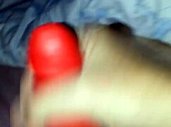 a husband tries on a latex suit with a sheath for his amateur costume.