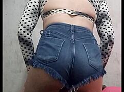 Latina Transsexual Twerking Seductively In Tight Shorts With Fetish Appeal