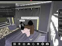 white character encounters big black avatar in roblox