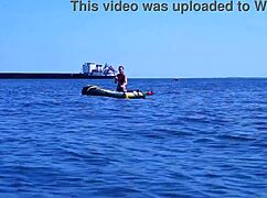 Enjoying A Boat Ride On The Volga River In Bikini.