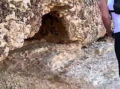 Outdoor public blowjob in a cave 😏