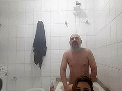 real amateur sex in bathroom, bent over ass for doggystyle! 💦