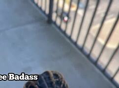 Public Balcony Rimjob Before Tinee Badass Gets Pounded Hard