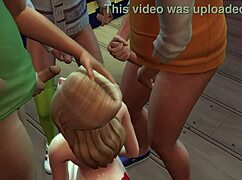 Hot teen 18+ sucks cocks at the local bar in Sims 4.