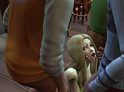 Hot teen 18+ sucks cocks at the local bar in Sims 4.
