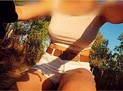 amazing milf flashing big tits on public bike ride? dare you to watch